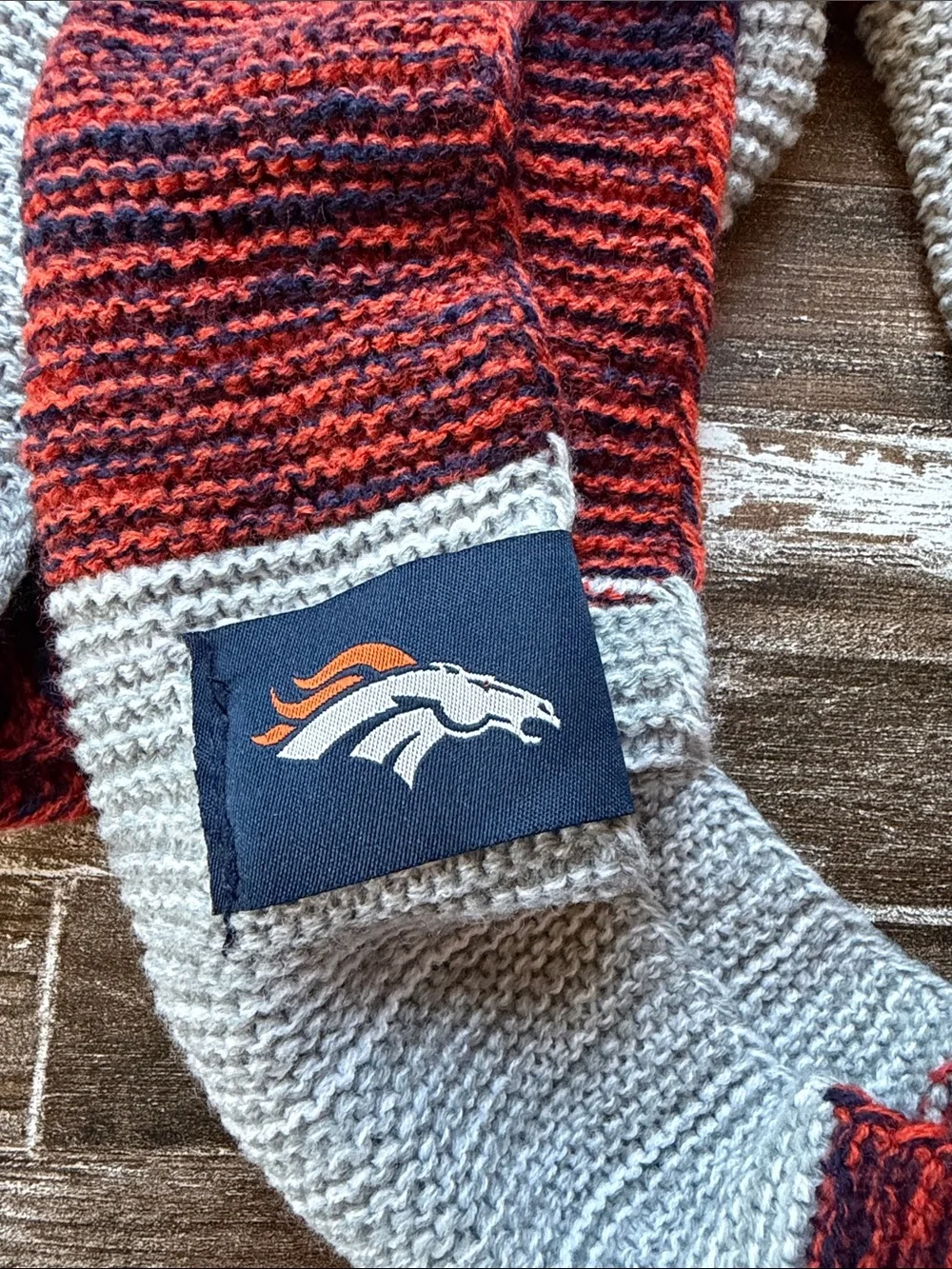 NFL Denver Broncos Striped Knit Infinity Scarf in Orange & Blue